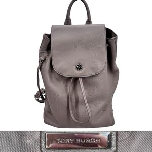 Tory Burch Taupe Pebbled Leather Large Backpack